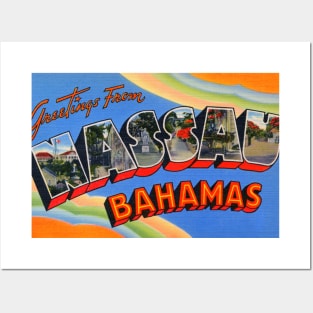 Greetings from Nassau Bahamas, Vintage Large Letter Postcard Posters and Art